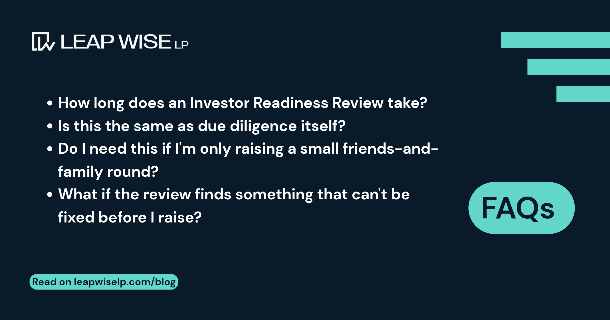 FAQs on Investor Readiness Review